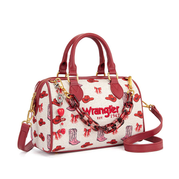 Wrangler Western Print Cowgirl Boston Bag - Pink – The Chandelier