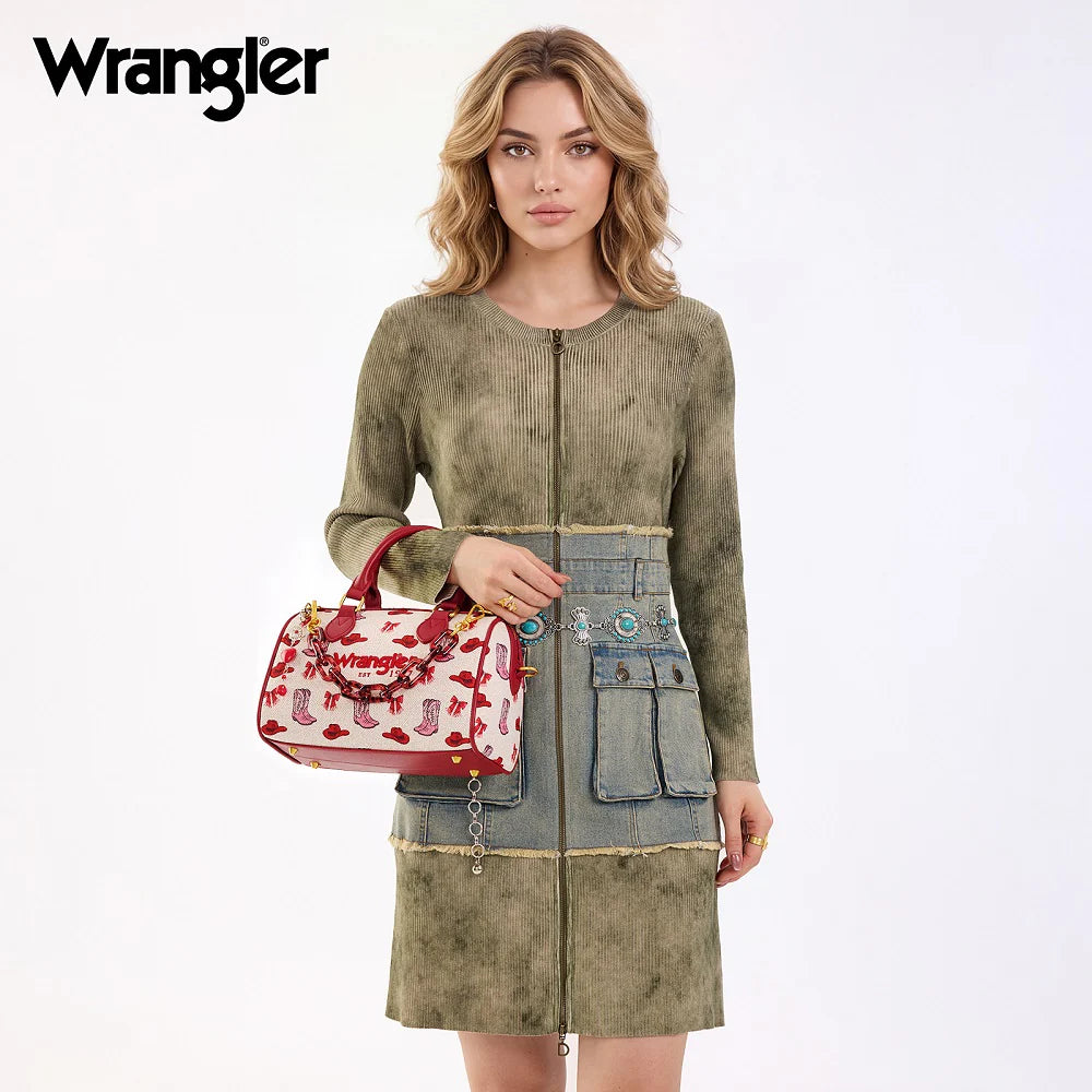 Wrangler Western Print Cowgirl Boston Bag - Pink