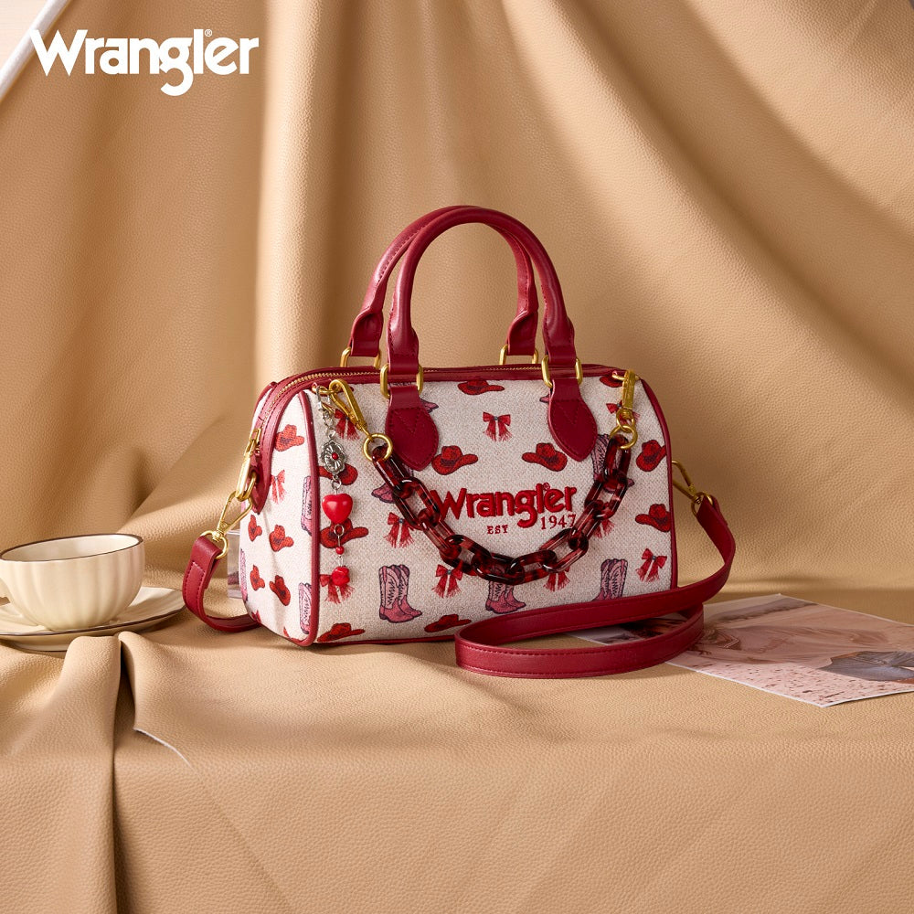 Wrangler Western Print Cowgirl Boston Bag - Pink
