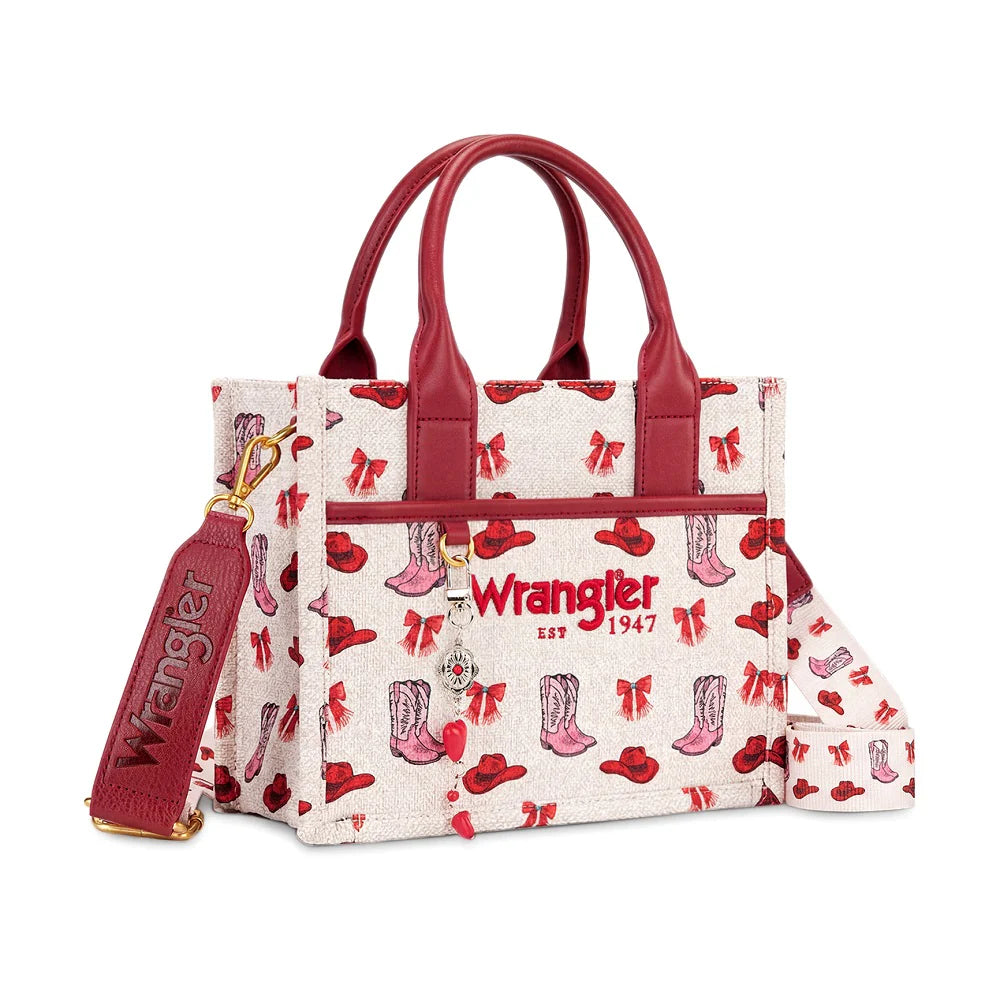 Wrangler Western Print Cowgirl Tote Bag/Crossbody - Pink