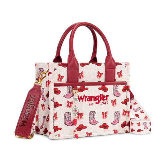 Wrangler Western Print Cowgirl Tote Bag/Crossbody - Pink