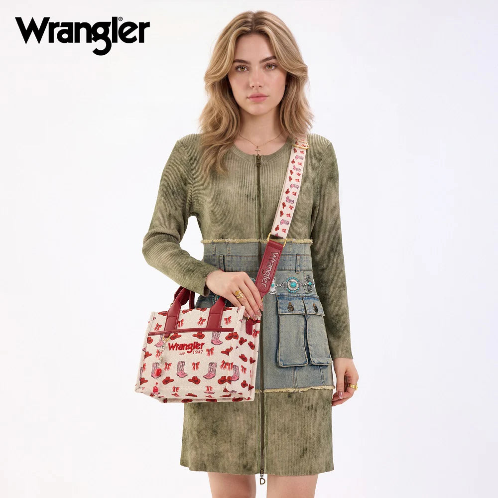 Wrangler Western Print Cowgirl Tote Bag/Crossbody - Pink