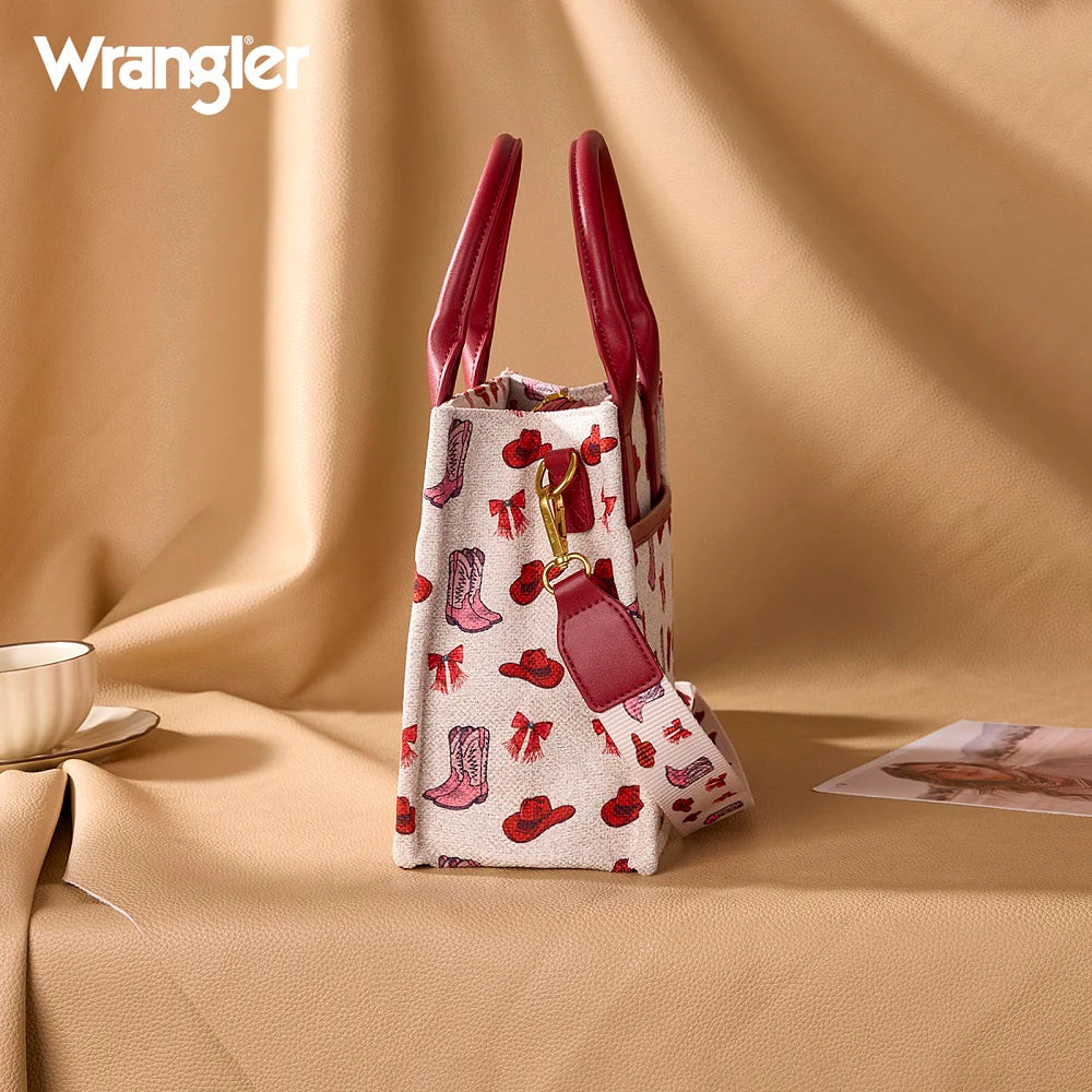 Wrangler Western Print Cowgirl Tote Bag/Crossbody - Pink