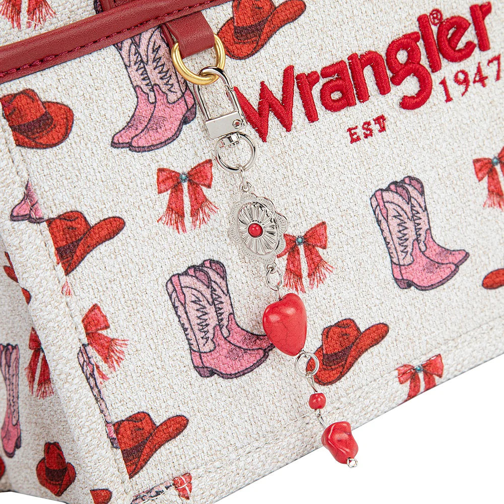 Wrangler Western Print Cowgirl Tote Bag/Crossbody - Pink