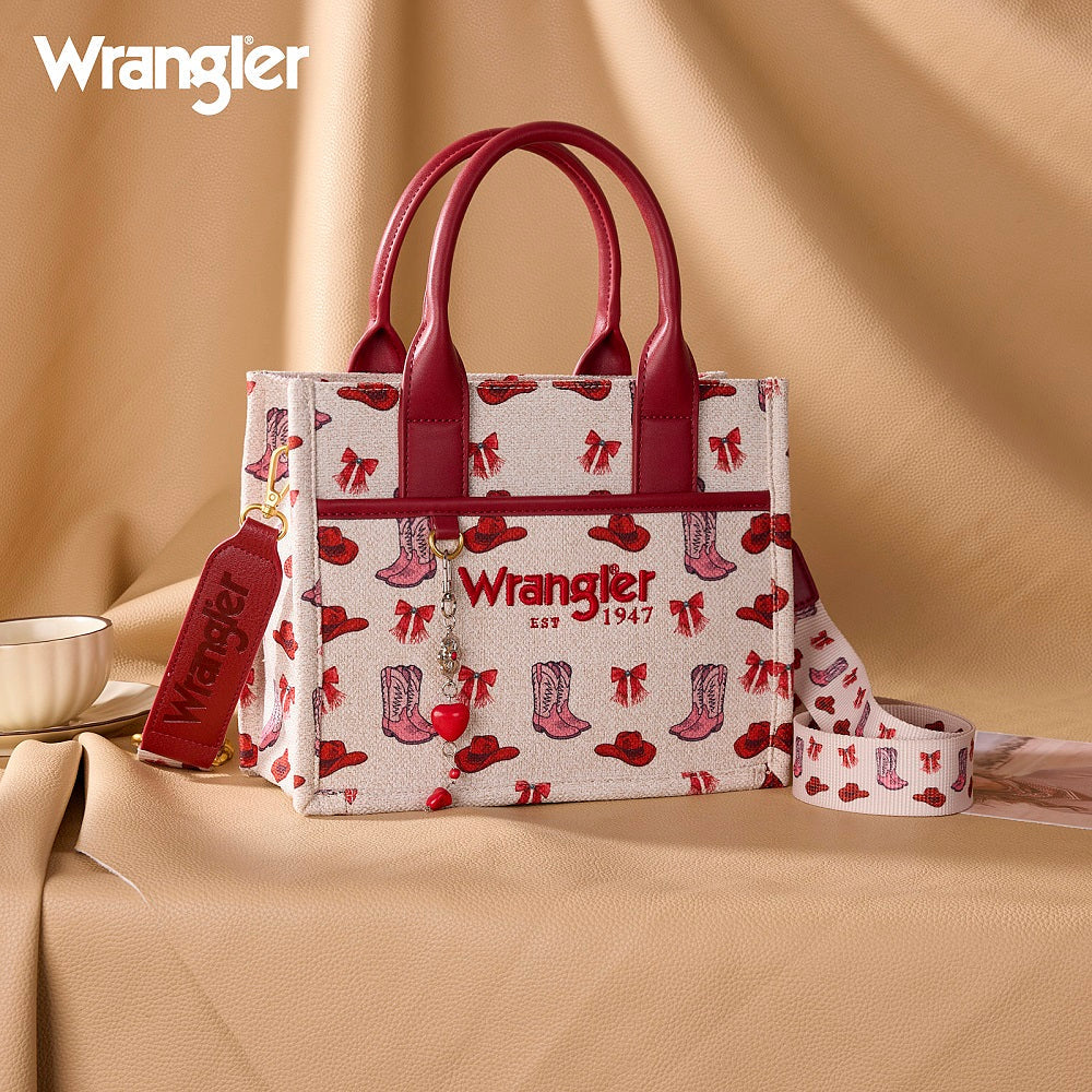 Wrangler Western Print Cowgirl Tote Bag/Crossbody - Pink