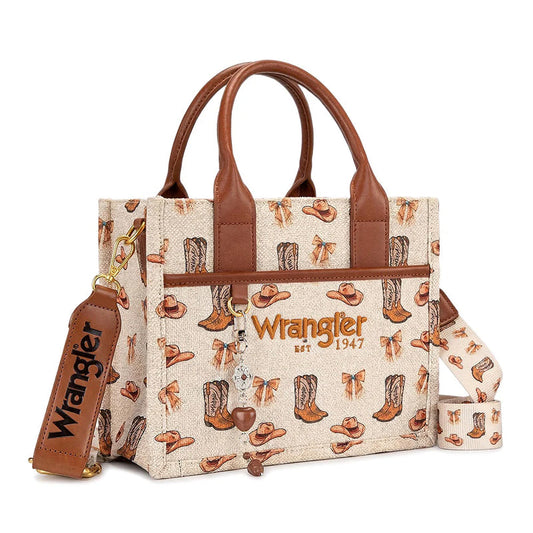 Wrangler Western Print Cowgirl Tote Bag/Crossbody - Tan