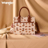 Wrangler Western Print Cowgirl Tote Bag/Crossbody - Tan
