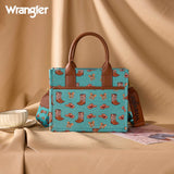 Wrangler Western Print Cowgirl Tote Bag/Crossbody - Turquoise
