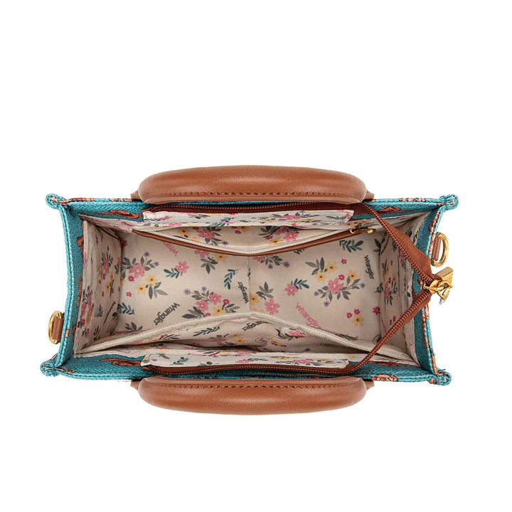 Wrangler Western Print Cowgirl Tote Bag/Crossbody - Turquoise