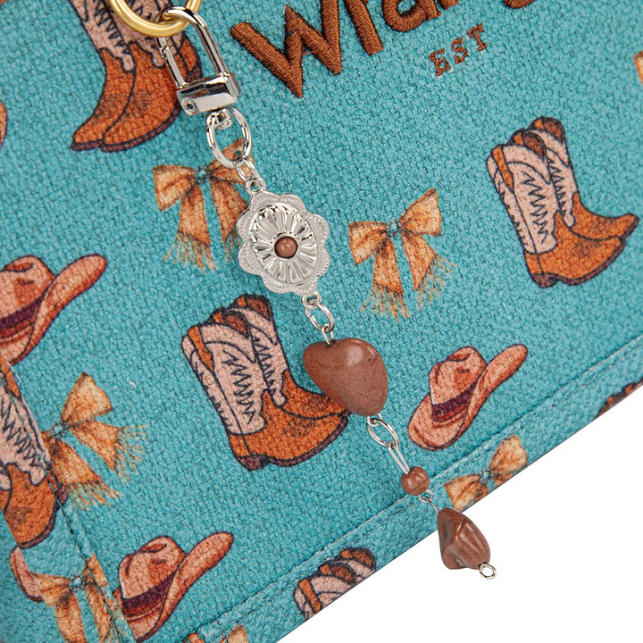 Wrangler Western Print Cowgirl Tote Bag/Crossbody - Turquoise