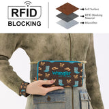 Wrangler Western Print RFID Blocking Zippered Cowgirl Wallet - Coffee