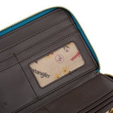 Wrangler Western Print RFID Blocking Zippered Cowgirl Wallet - Coffee