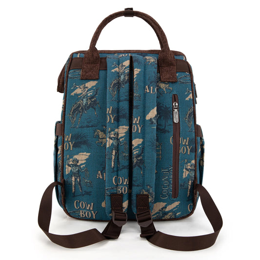 Wrangler Vintage Retro Cowboy Cool Print Backpack - Jean