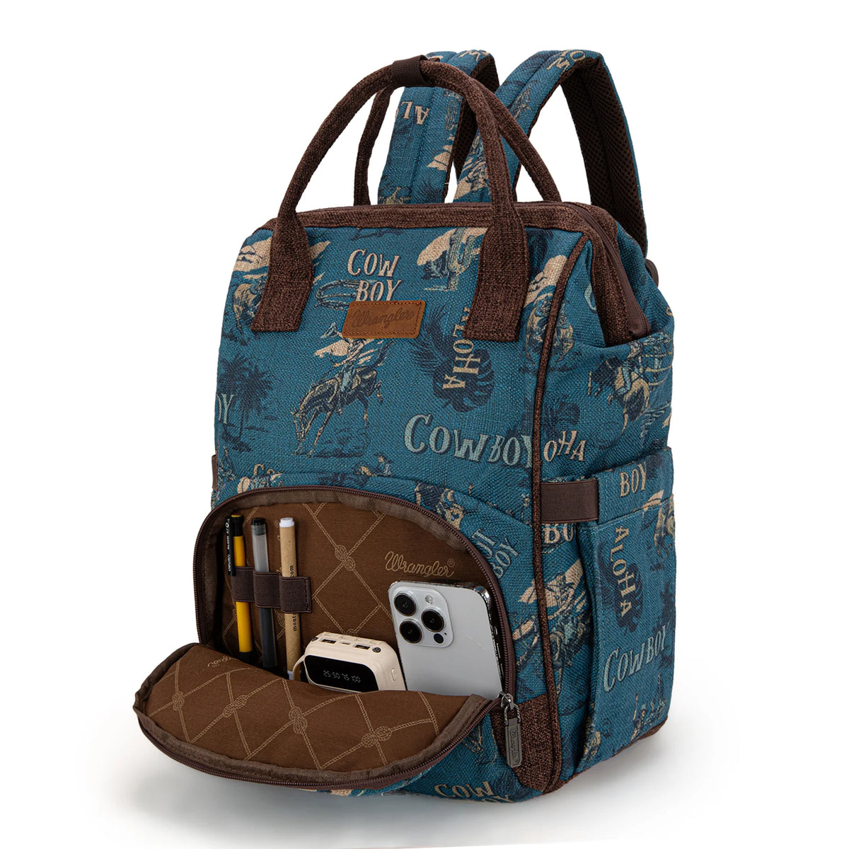 Wrangler Vintage Retro Cowboy Cool Print Backpack - Jean