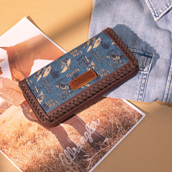 Wrangler Vintage Retro Cowboy Cool Print Wallet - Jean