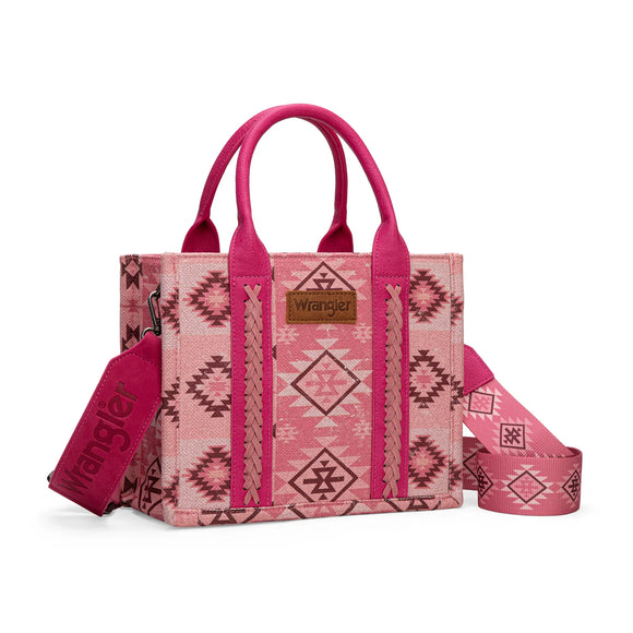 Wrangler Aztec Pattern Dual Sided Print -Tote/Crossbody - Pink