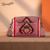 Wrangler Southwestern Knitted Crossbody Bag Extra Outside Pocket - Hot Pink