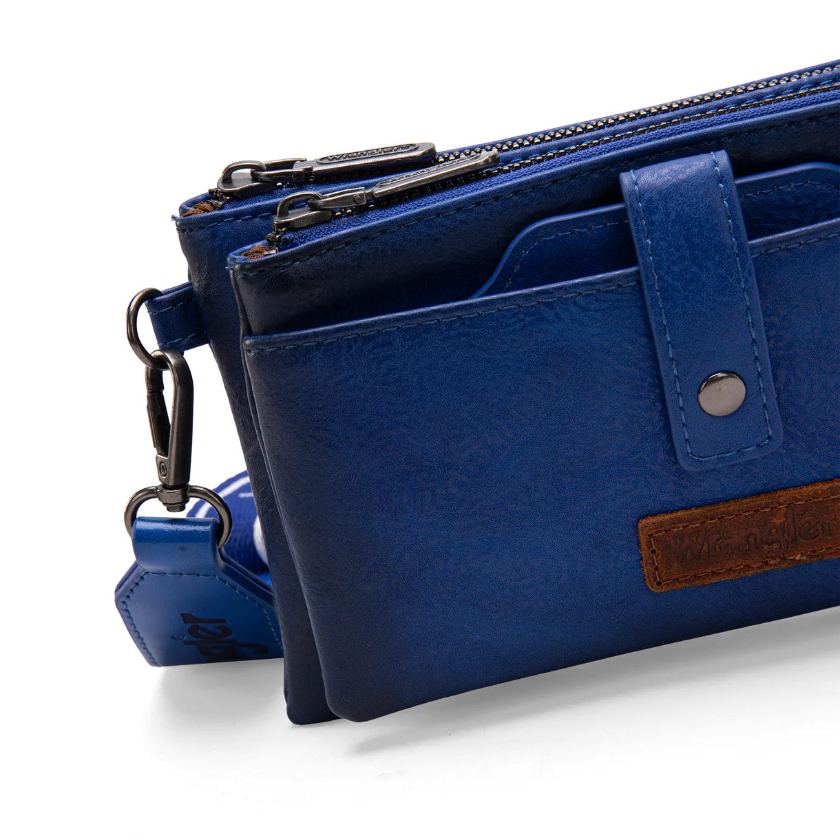 Wrangler Dual Zipper Compartment Crossbody Bag - Navy