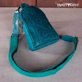 Trinity Ranch Floral Tooled Collection Sling Bag - Turquoise