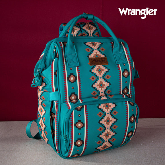 WRANGLER ALLOVER AZTEC PRINTED BACKPACK - LIGHT TURQUOISE