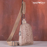 Trinity Ranch Floral Tooled Collection Sling Bag - Tan