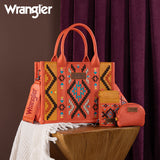 Wrangler Aztec Embroidered Mini Tote/Crossbody - ORANGE