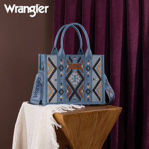 Wrangler Aztec Embroidered Mini Tote/Crossbody - JEAN