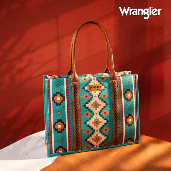 WRANGLER SOUTHWESTERN TOTE TURQUOISE  WIDE TOTE