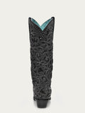CORRAL WOMEN'S BLACK FULL INLAY & STUDS TALL WESTERN BOOT - A3589