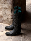 CORRAL WOMEN'S BLACK FULL INLAY & STUDS TALL WESTERN BOOT - A3589
