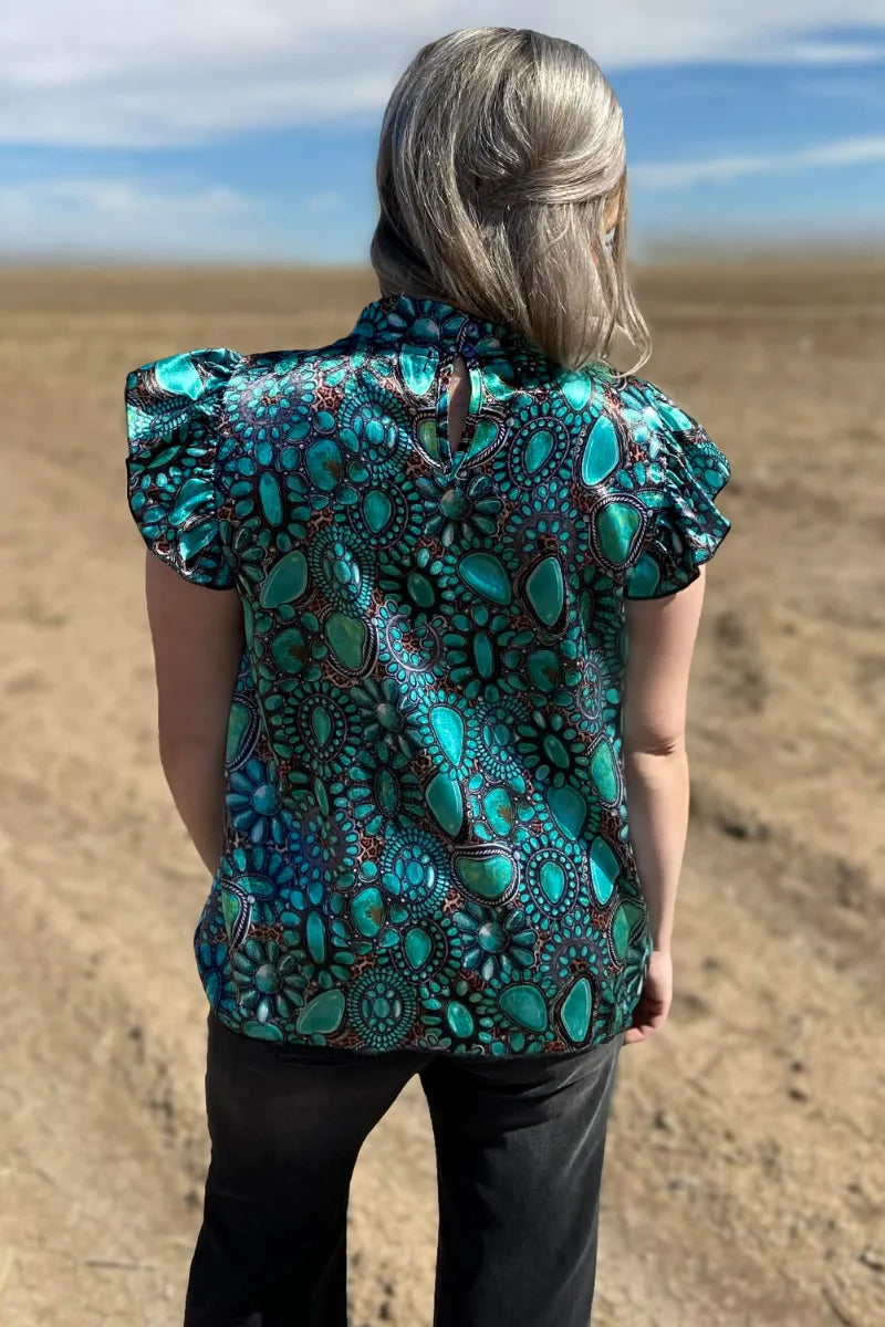 WILD CHARM TURQUOISE TOP