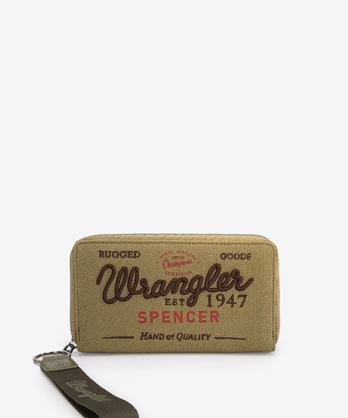 Vintage Wrangler Canvas Zip Wristlet - Green