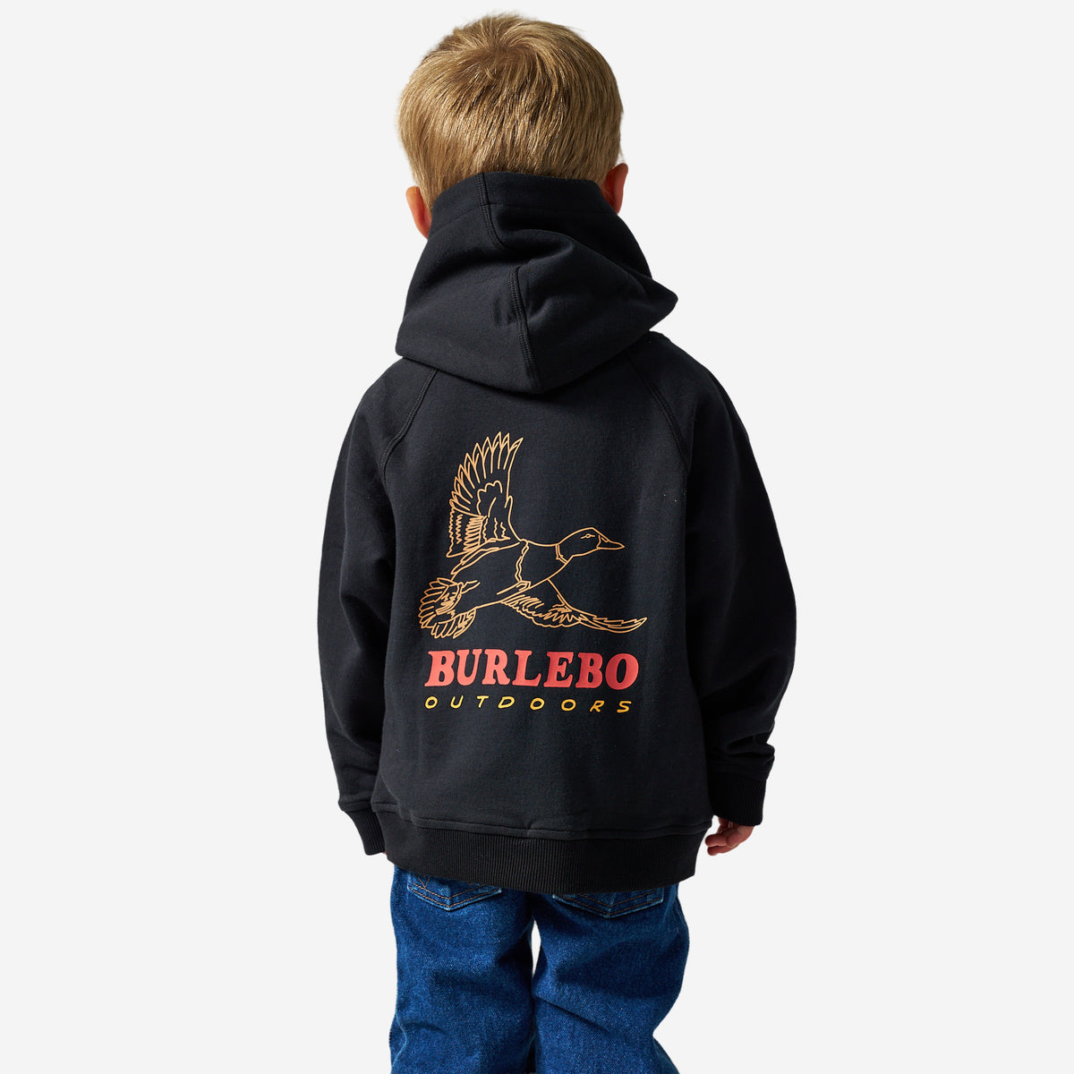 BURLEBO YOUTH FLEECE HOODIE DUCK WILD BLACK