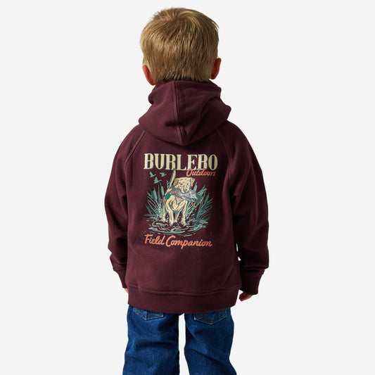 BURLEBO YOUTH FLEECE HOODIE FIELD COMPANION MAROON
