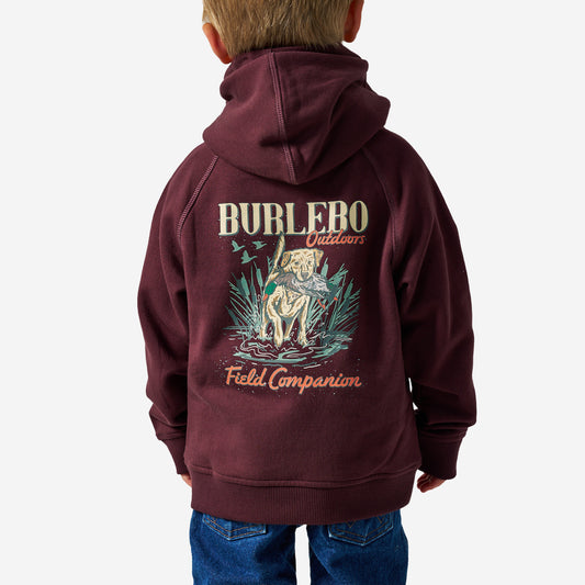 BURLEBO YOUTH FLEECE HOODIE FIELD COMPANION MAROON