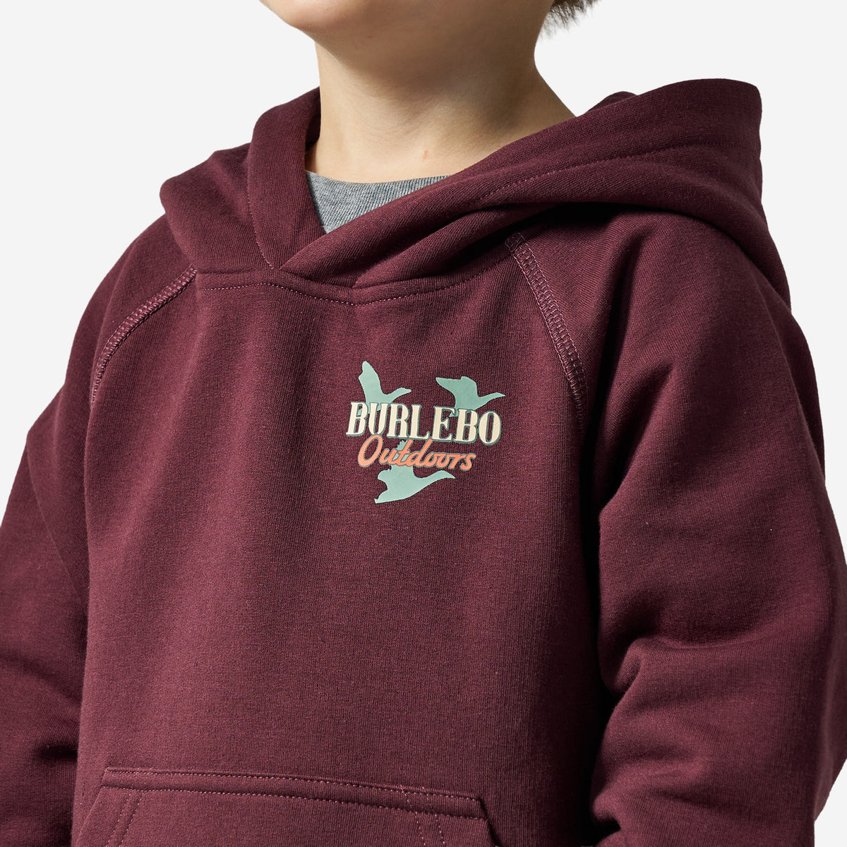 BURLEBO YOUTH FLEECE HOODIE FIELD COMPANION MAROON