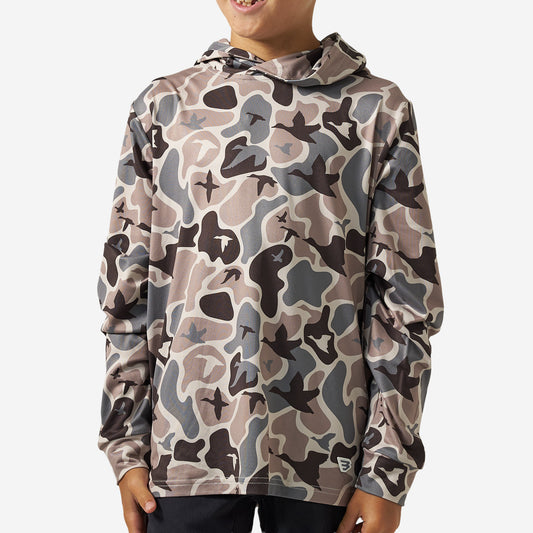 BURLEBO YOUTH PERFORMANCE HOODIE - MALLARD MAYHEM CAMO