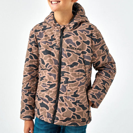 BURLEBO YOUTH PUFFER JACKET - GAUGE CAMO