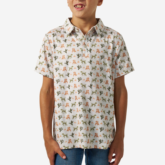 BURLEBO YOUTH PERFORMANCE POLO - MALLARD DUCK DOG