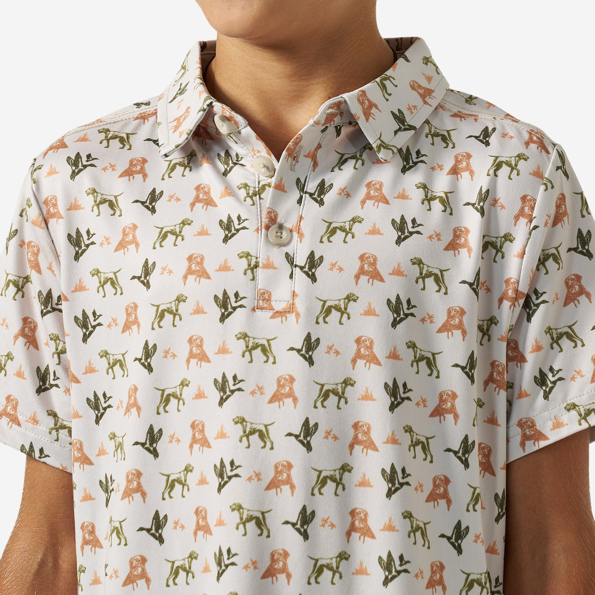 BURLEBO YOUTH PERFORMANCE POLO - MALLARD DUCK DOG