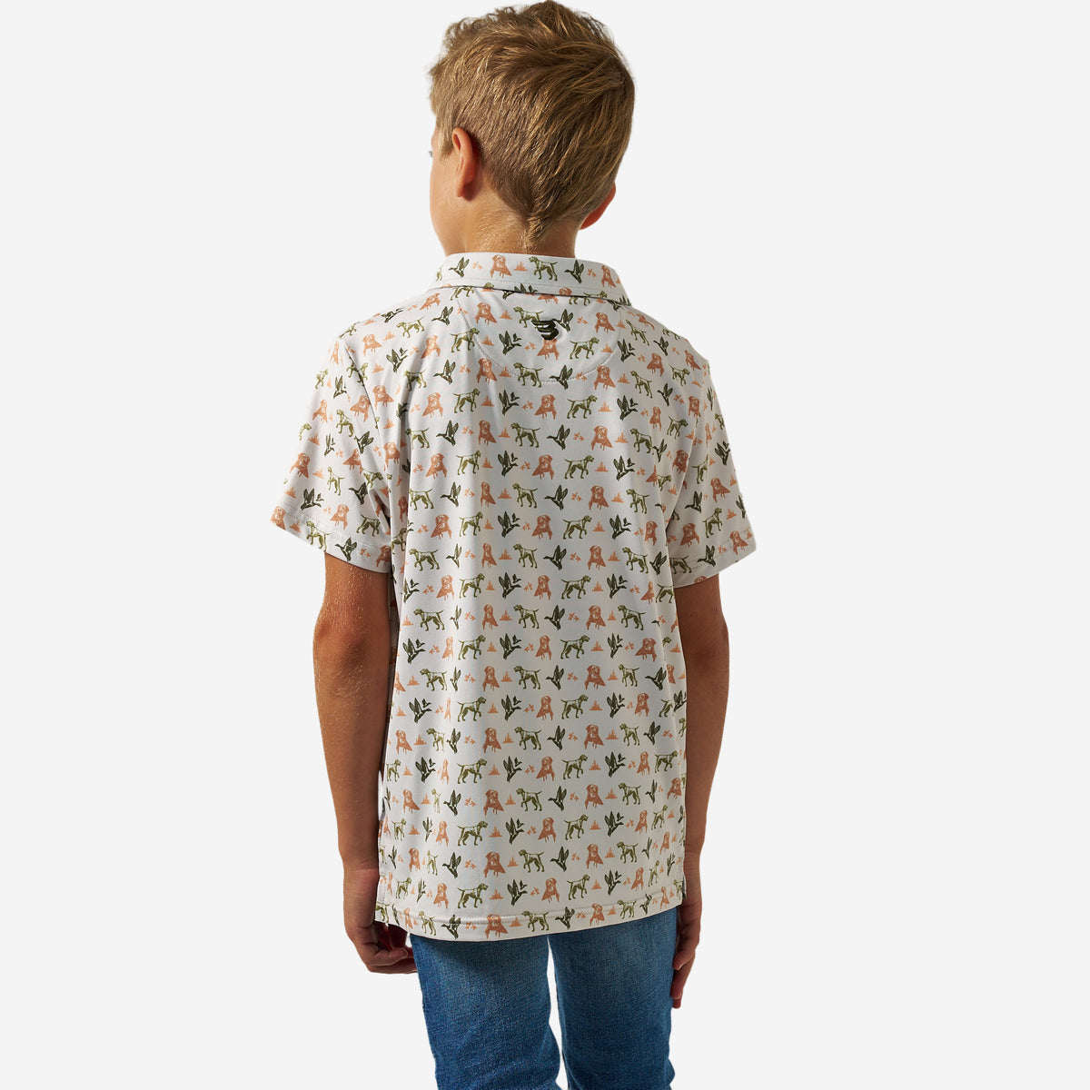 BURLEBO YOUTH PERFORMANCE POLO - MALLARD DUCK DOG
