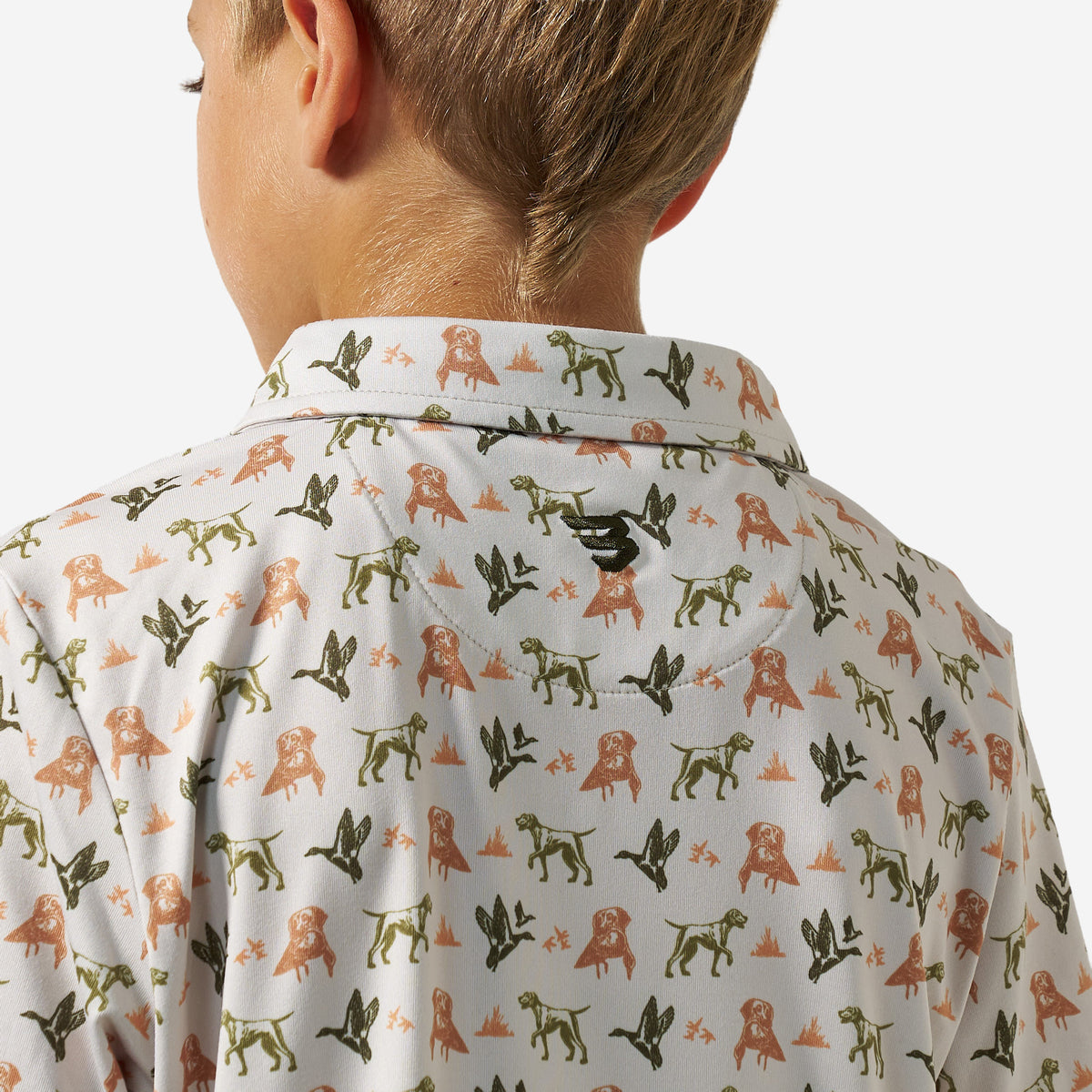 BURLEBO YOUTH PERFORMANCE POLO - MALLARD DUCK DOG