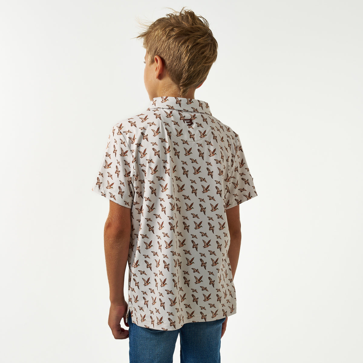 BURLEBO YOUTH PERFORMANCE POLO - MALLARD FLYING IN