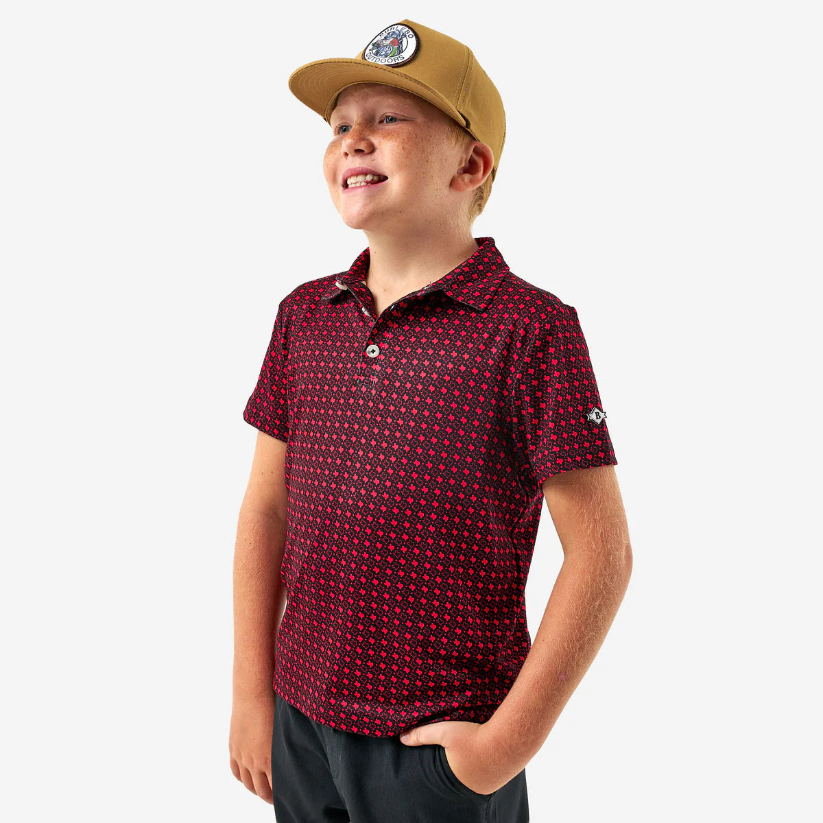 Burlebo Youth PERFORMANCE POLO TEXAS BLACK & RED