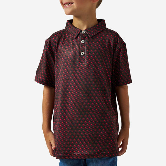Burlebo Youth Performance Polo - Vintage Helmets - Black and Red