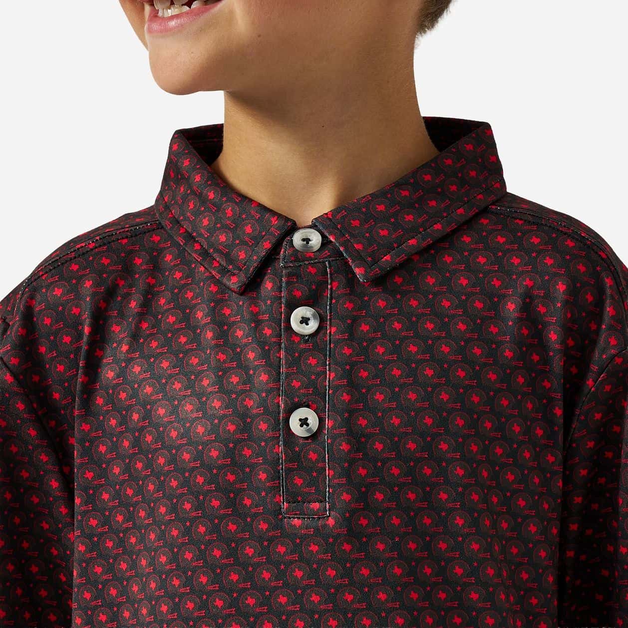 Burlebo Youth Performance Polo - Vintage Helmets - Black and Red