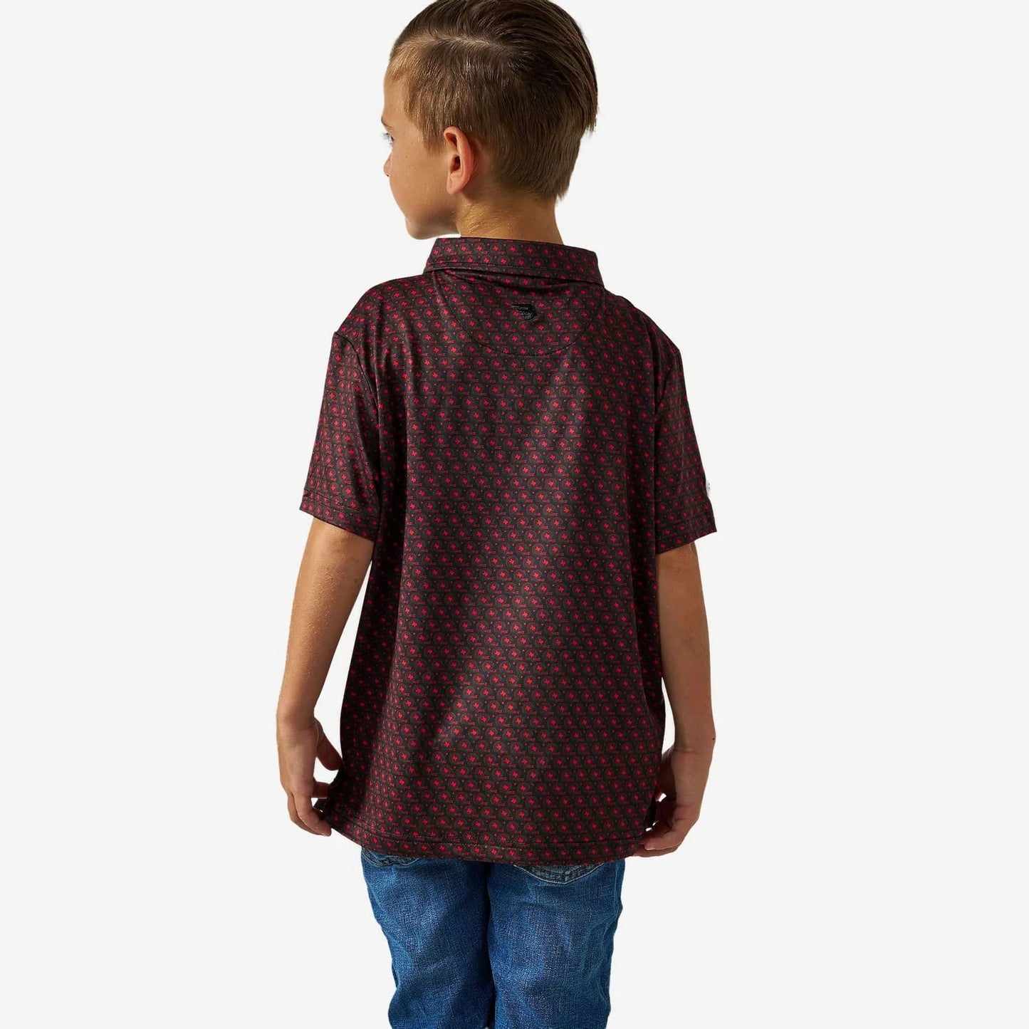 Burlebo Youth Performance Polo - Vintage Helmets - Black and Red