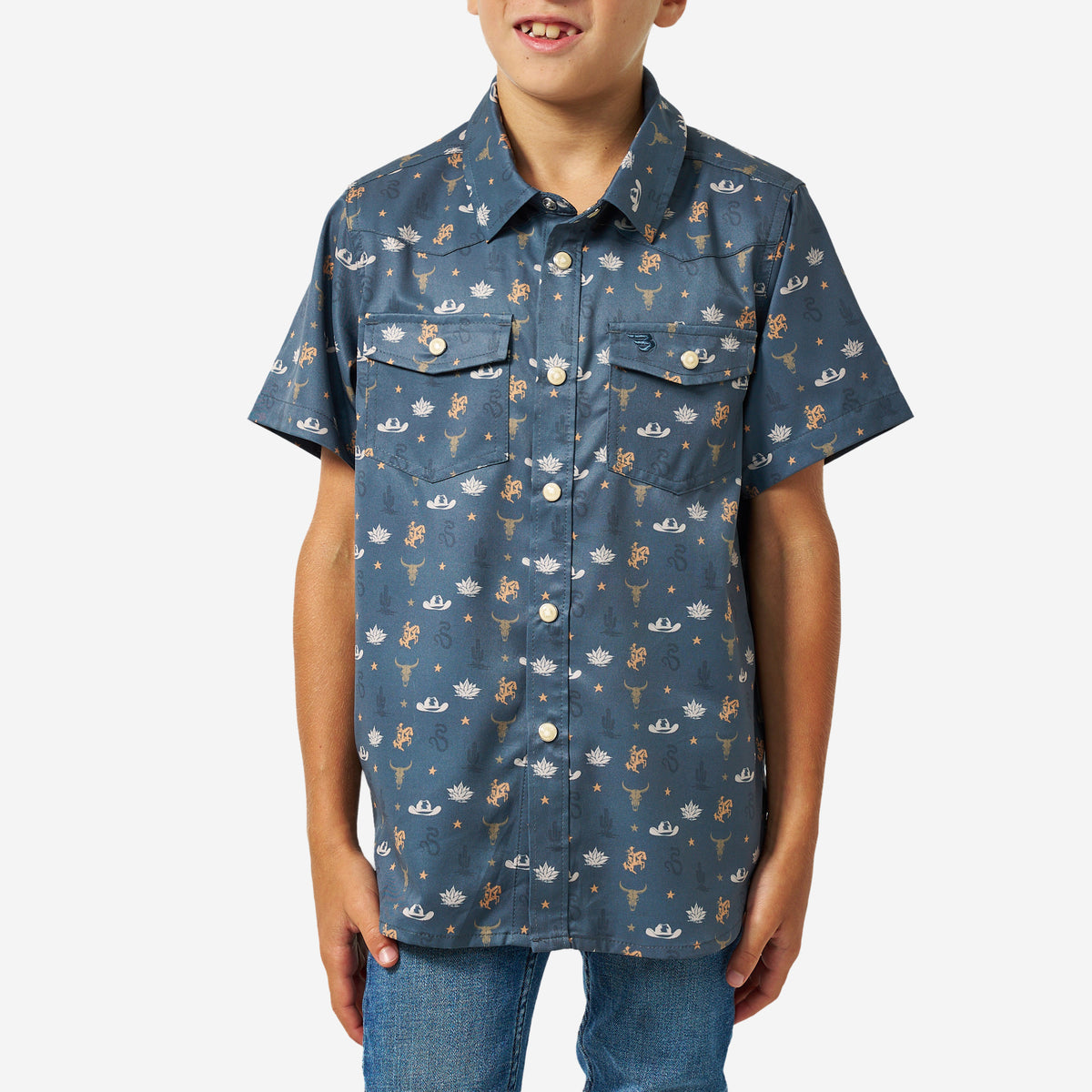 BURLEBO YOUTH PERFORMANCE WESTERN SHIRT - DESERT NIGHT