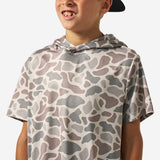 BURLEBO YOUTH SHORT SLEEVE PERFORMANCE HOODIE - CLASSIC DEER CAMO