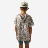 BURLEBO YOUTH SHORT SLEEVE PERFORMANCE HOODIE - CLASSIC DEER CAMO